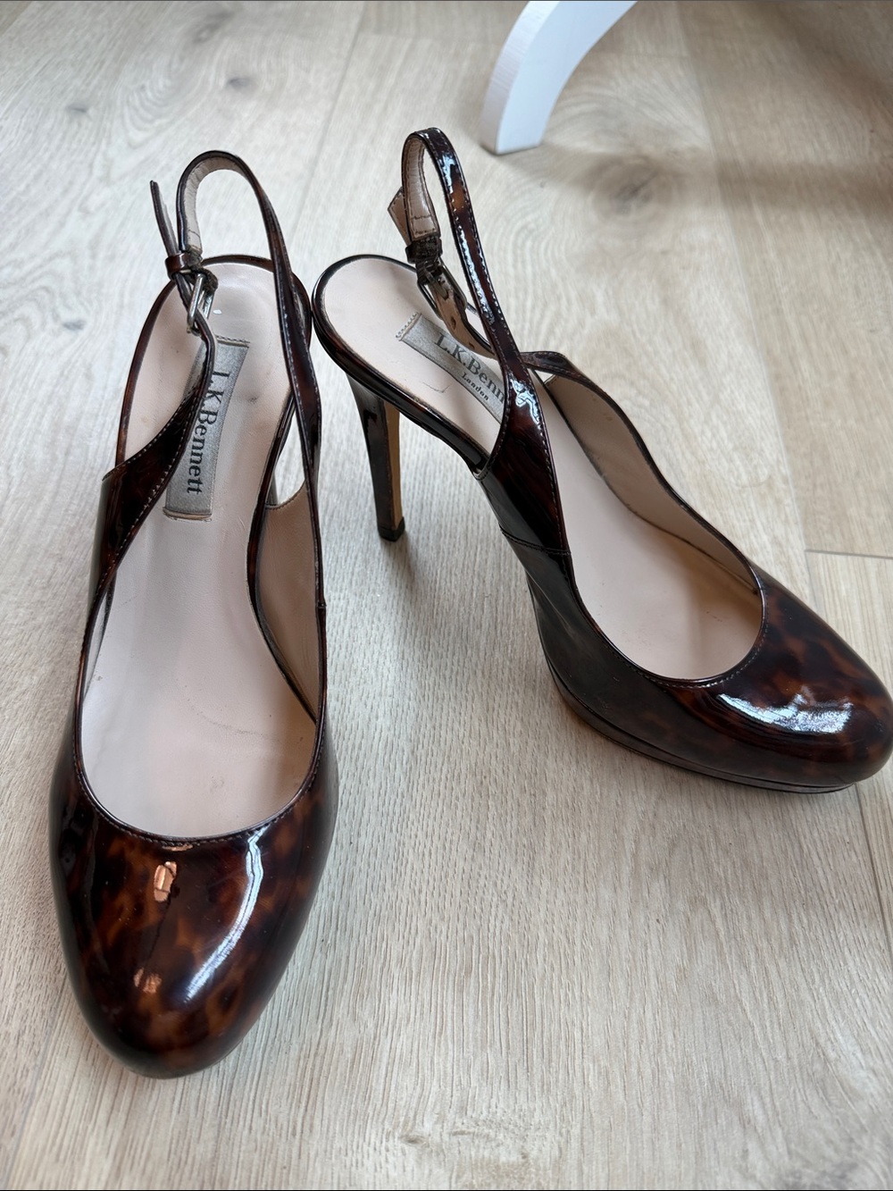 LK Bennett Tortoiseshell Patent Slingback Heels